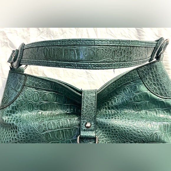 Sag Harbor Teal Crocodile-Embossed Women's Bag Purse - Picture 3 of 14